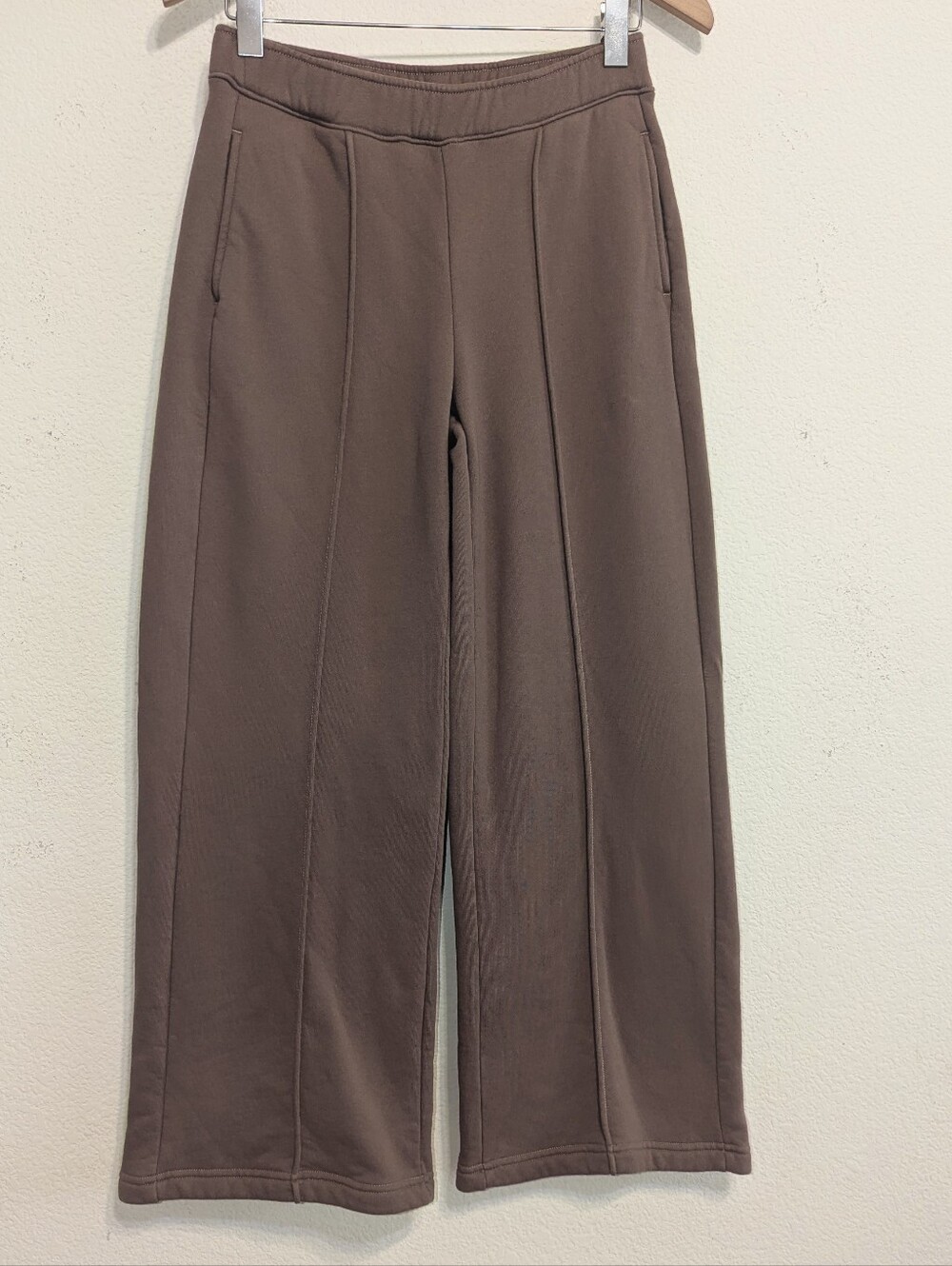 American Giant Women's Pintuck Flare Pant Mocha Wide Leg Sweatpants Size Small